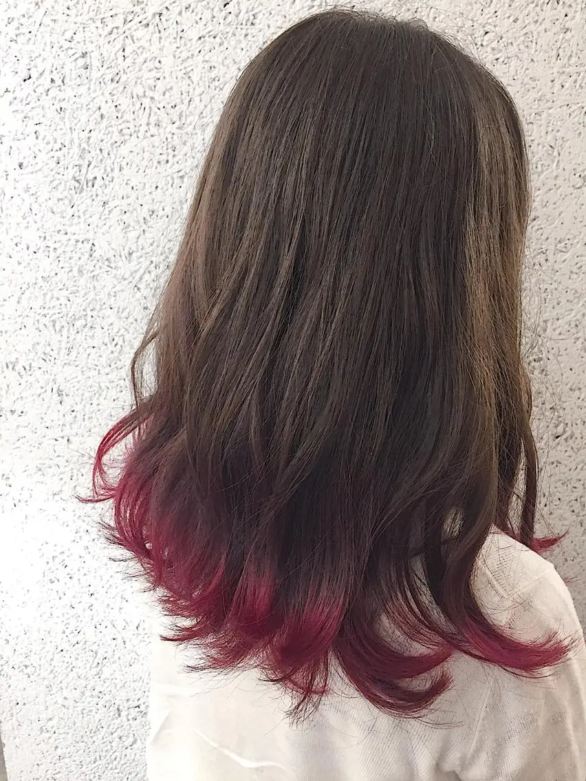 セミロング カラー パーマ ヘアアレンジ お団子ヘア アディクシーカラー バレイヤージュ ブリーチ ブルーカラー ✨ハイクオリティ✨ 山本香也のヘアスタイル