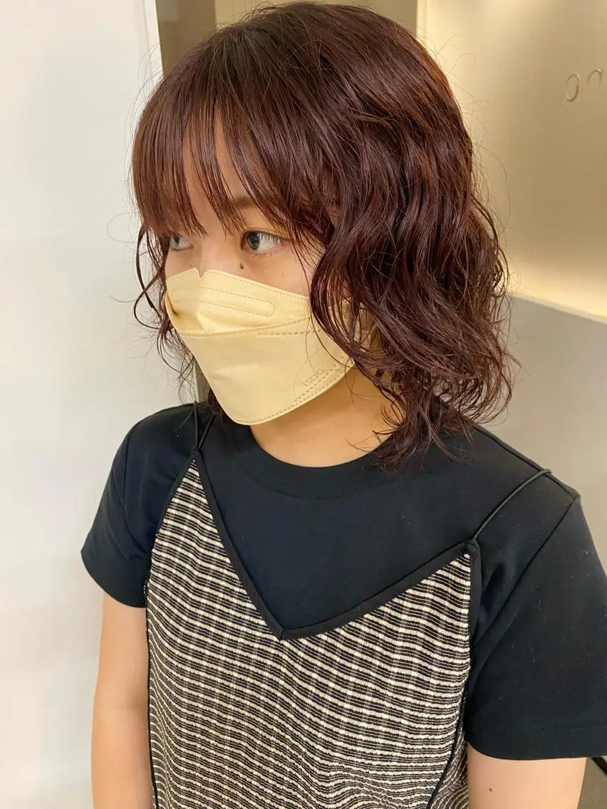 ミディアム カラー ブリーチ ブリーチなしカラー 加藤 真由のヘアスタイル