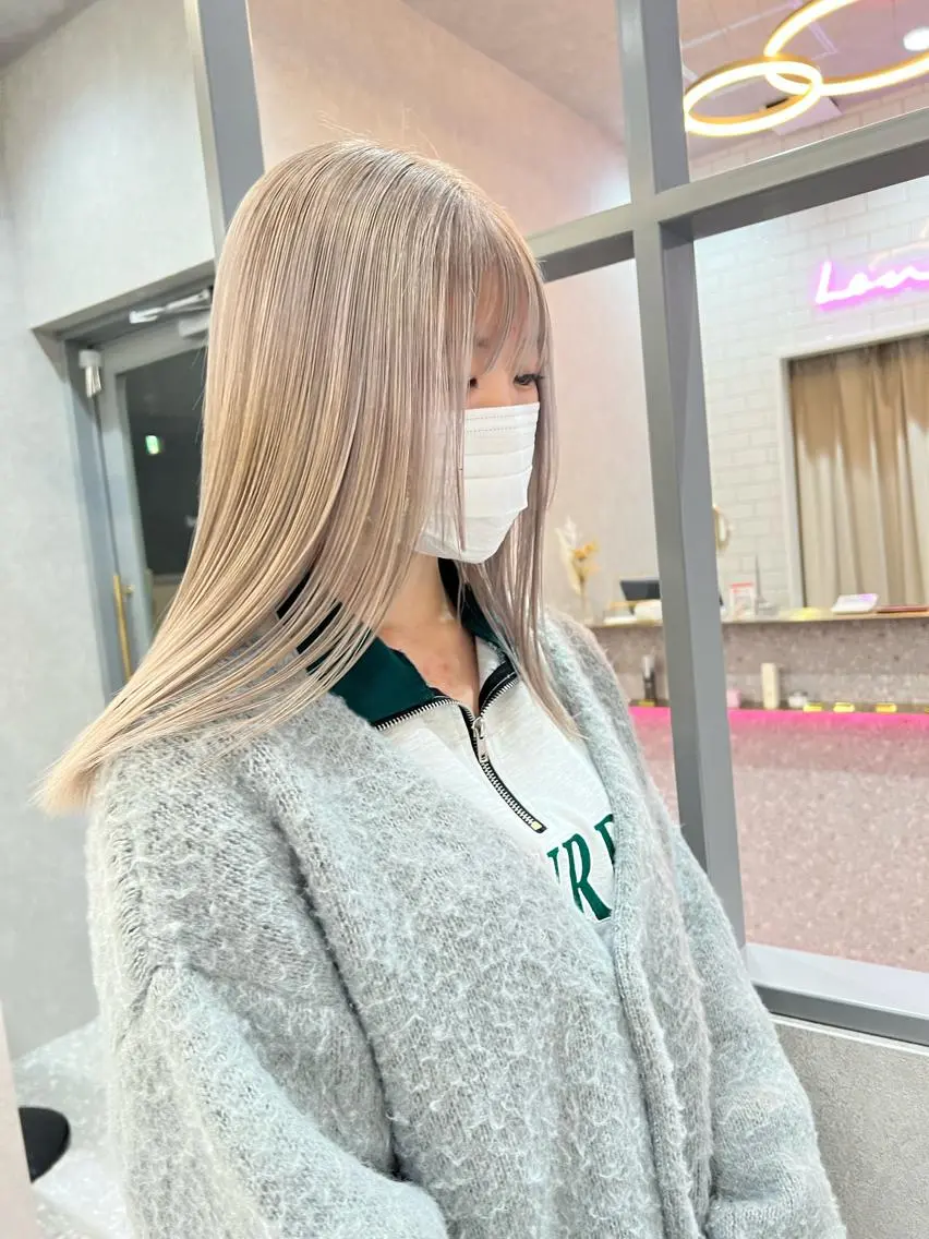 セミロング カラー ヘアアレンジ ヘアカラー トリートメント ARIA💎縮毛矯正 ブリーチ💎複雑履歴のヘアスタイル
