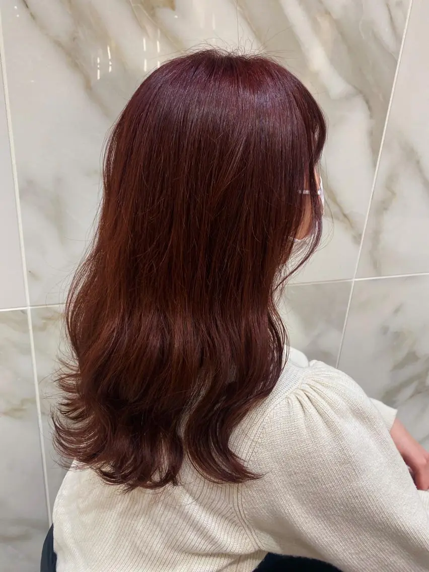 ロング カラー ブラウンカラー ピンクカラー ピンクブラウン 透明感カラー 天羅のヘアスタイル