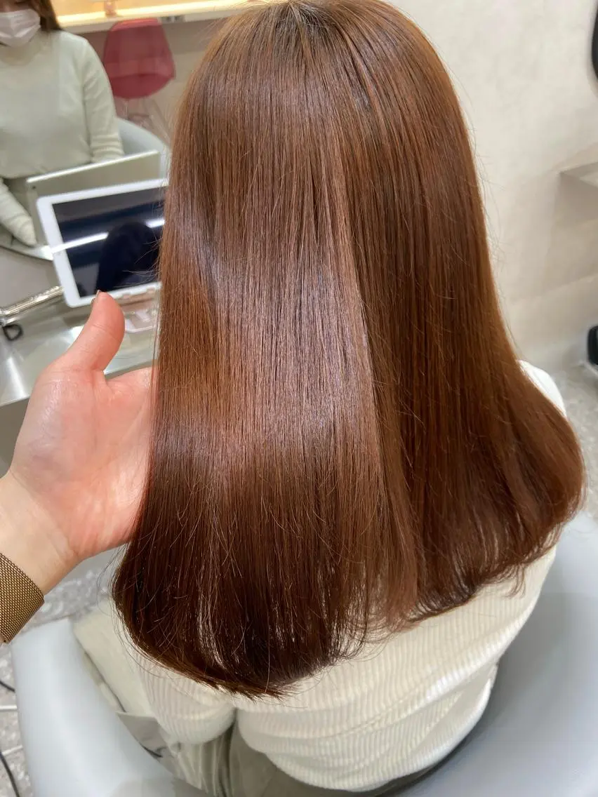 ロング カラー シールエクステ ブリーチ ブラウンカラー ケアカラー ダブルカラー カット ヘアカラー トリートメント 新宿/韓国ヘア 中明度カラー/かやのヘアスタイル