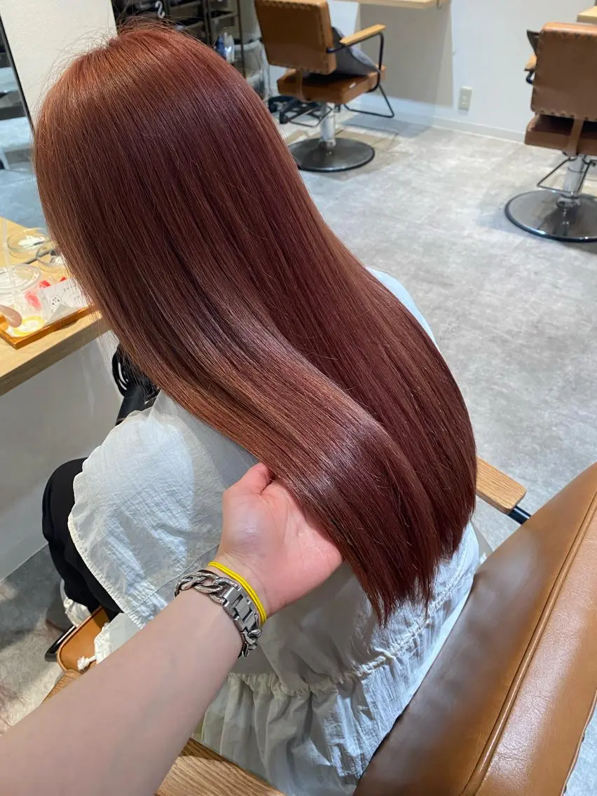 ロング カラー ブリーチ ピンクカラー カット ヘアカラー オスズ 🎀´-のヘアスタイル