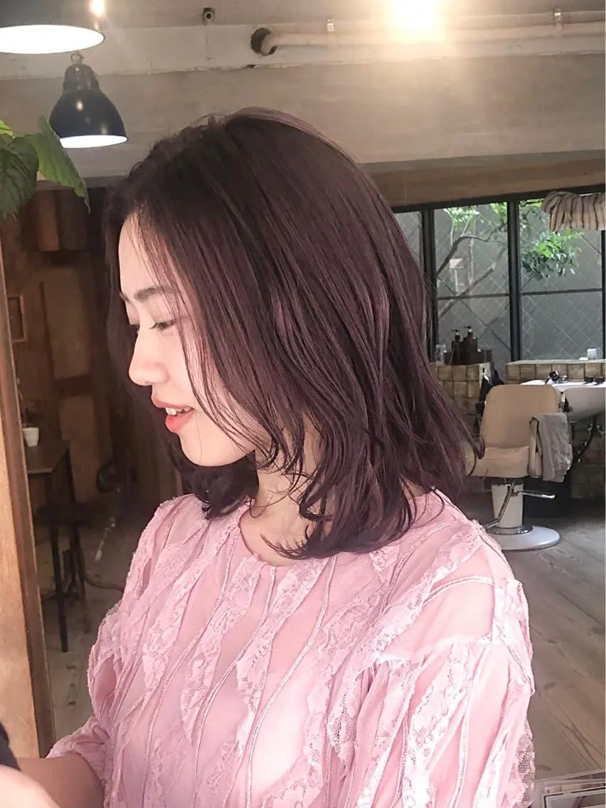 ミディアム カラー ブリーチ ピンクカラー パープルカラー カット ヘアカラー トリートメント 後藤 雅貴のヘアスタイル