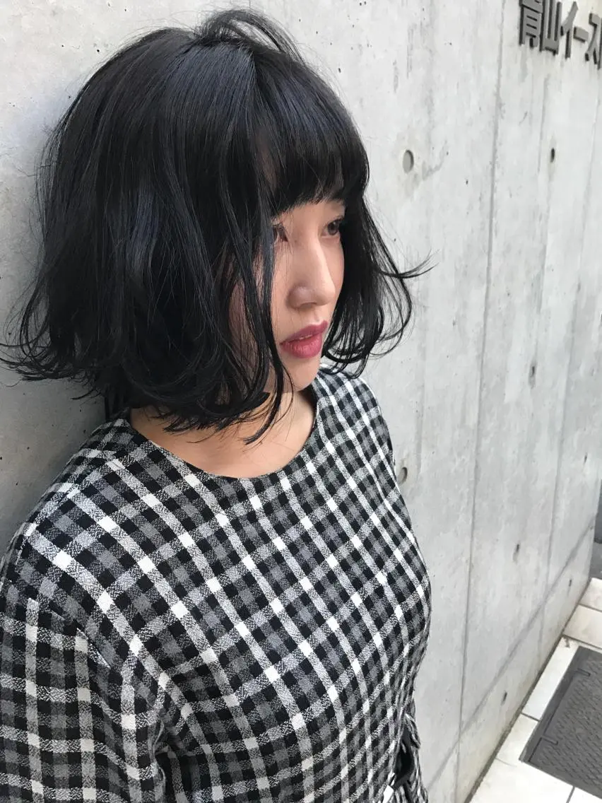 ミディアム ボブ くせ毛 ボブ♡柔らかいカラー 實松栞理のヘアスタイル