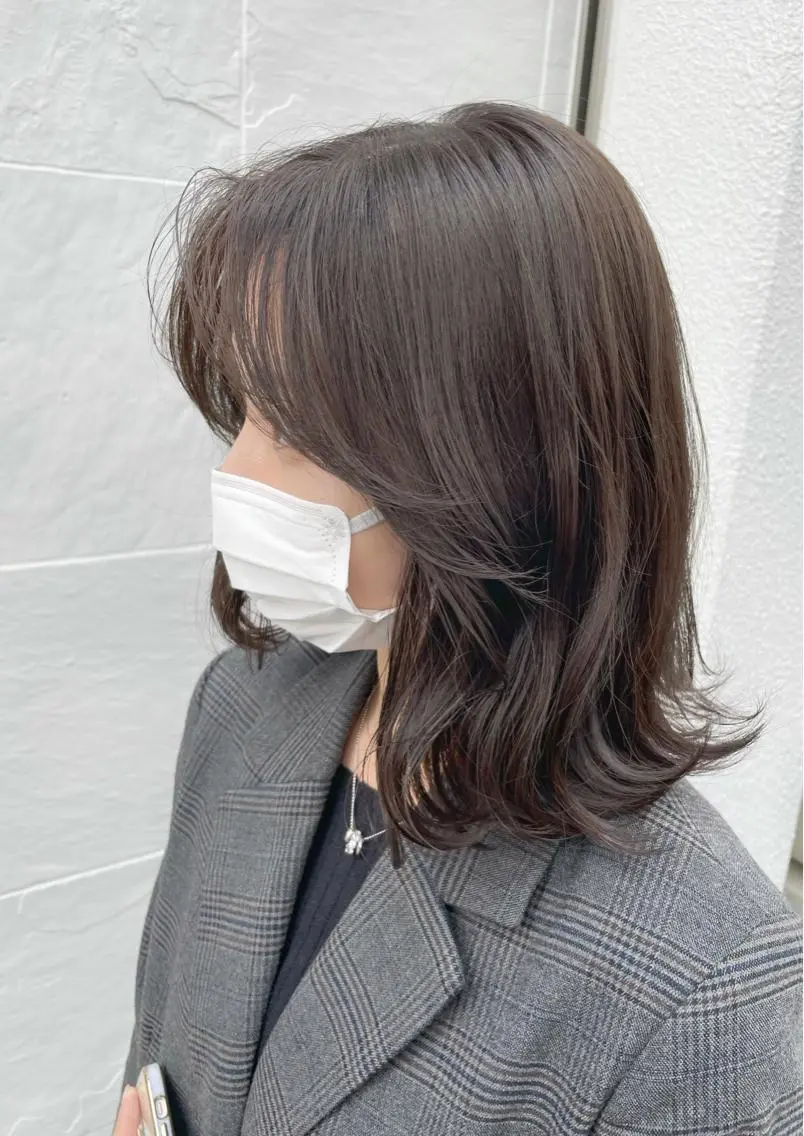 ミディアム カラー くびれヘア 韓国風ヘア レイヤーカット 小顔カット 高尾亮輔/ ボブ特化美容師のヘアスタイル