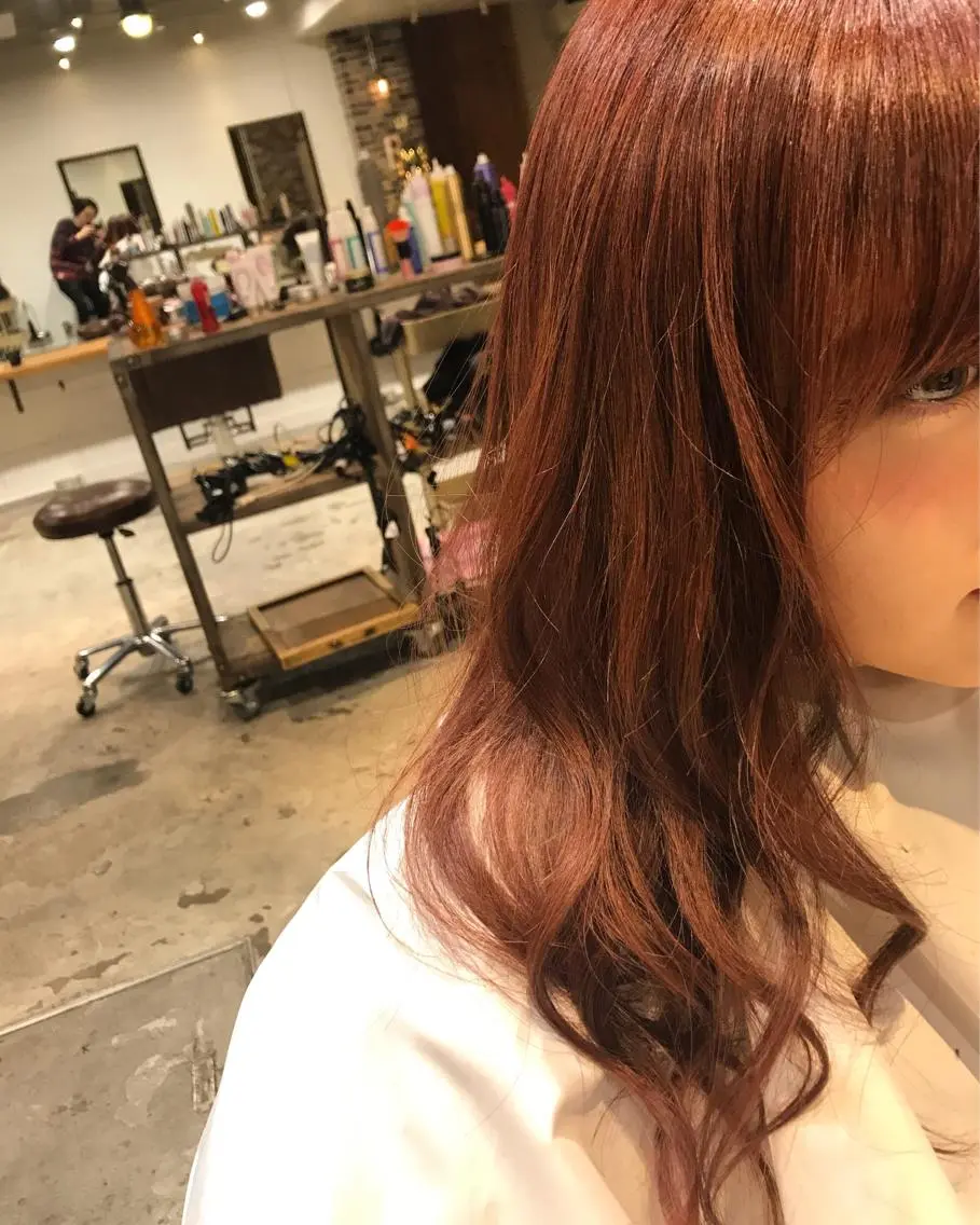 セミロング カラー パーマ ヘアアレンジ メンズ キッズ ベージュカラー ピンクカラー ピンクベージュ Forest. -髪質改善-のヘアスタイル