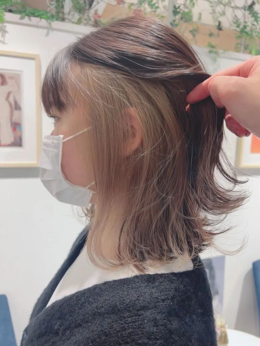 ミディアム カラー ヘアカラー トリートメント 🍀小川大輔🍀 ボブ/ブリーチ🥇のヘアスタイル