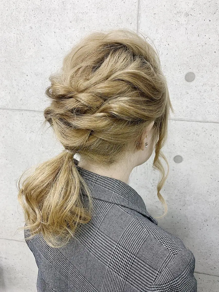 セミロング ヘアアレンジ デート 京都最安価エクステ muuka🦋のヘアスタイル