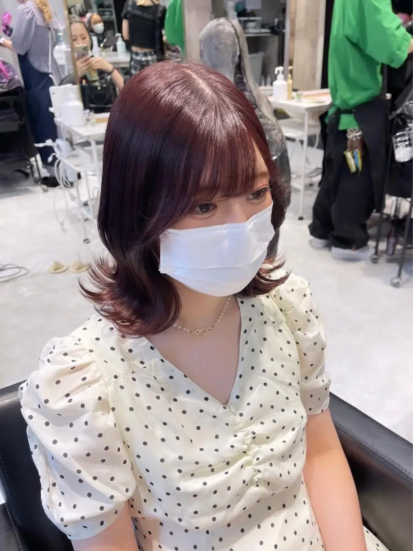 ミディアム カラー パーマ ヘアアレンジ メンズ キッズ ネイル マツエク・マツパ アイブロウ レイヤー/ダブル カラー/YURINAのヘアスタイル