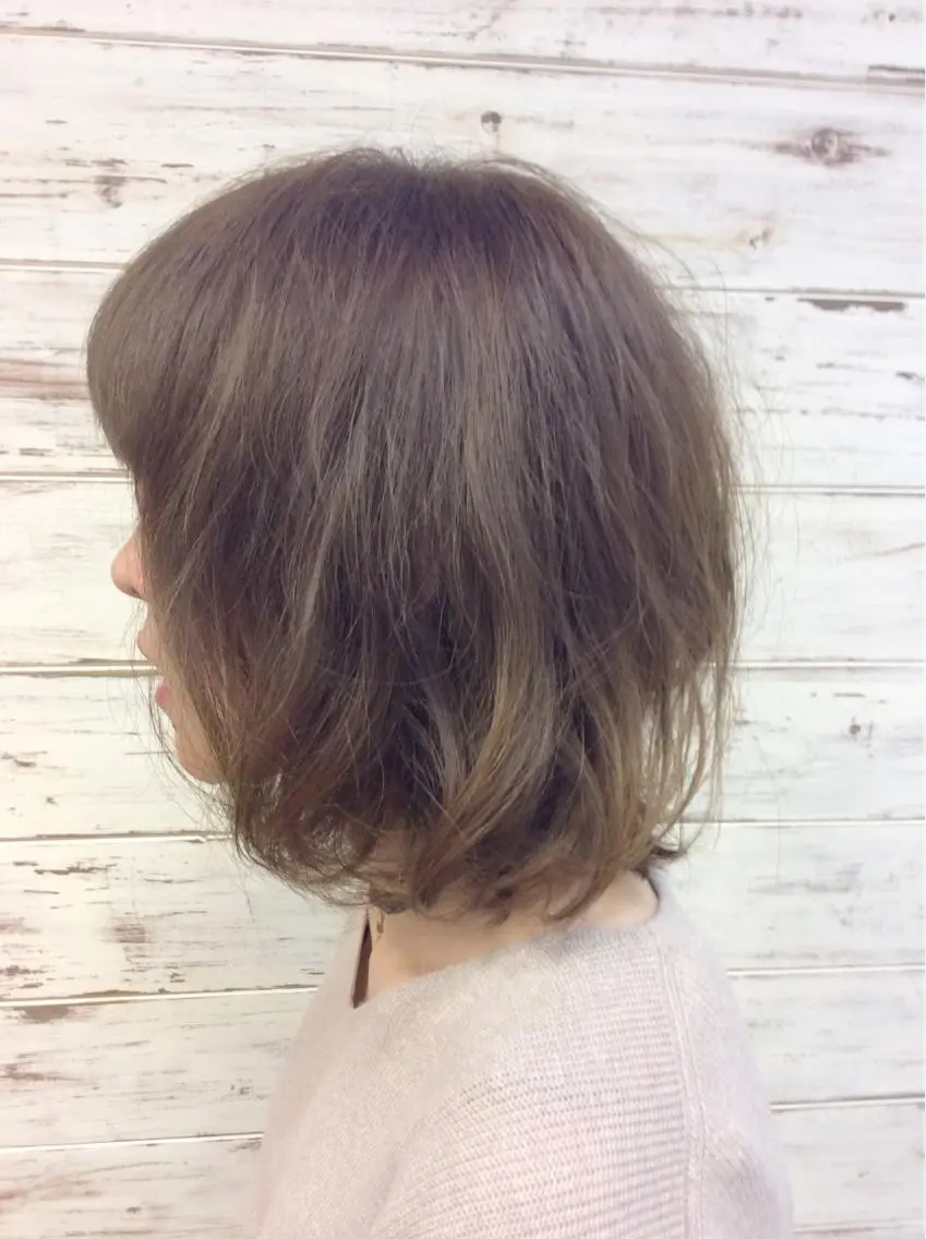 ミディアム カラー グレージュ カーキグレージュ 日比 貴大/ minim hairのヘアスタイル
