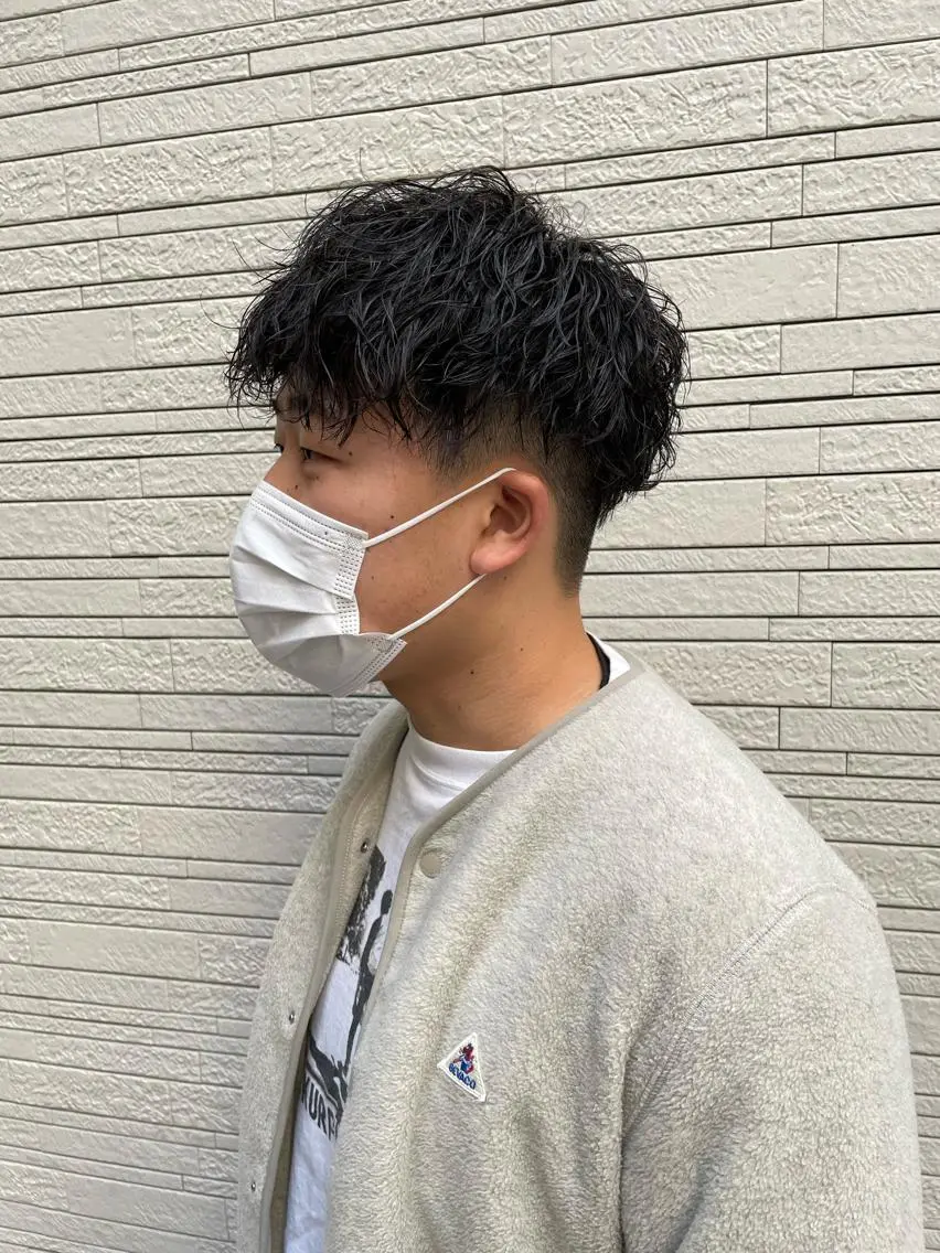 パーマ メンズ マッシュ メンズパーマ ツーブロック 刈り上げ カット パーマ ヘアセット 心斎橋/メンズ /ルレイル/地形真希のヘアスタイル