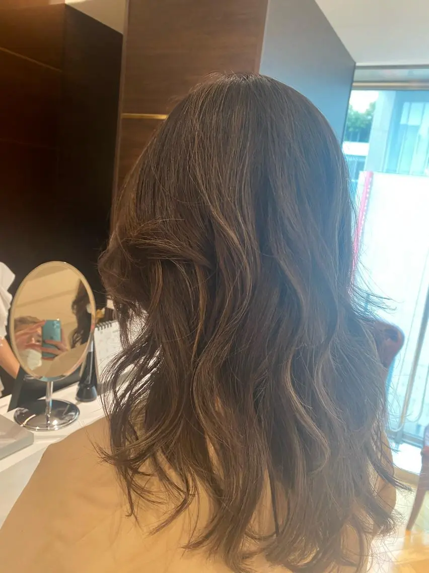 セミロング カラー ベージュカラー ハイライトカラー 外国人風カラー ハイライト ヘアカラー 銀座店長🌟 片山雄太のヘアスタイル