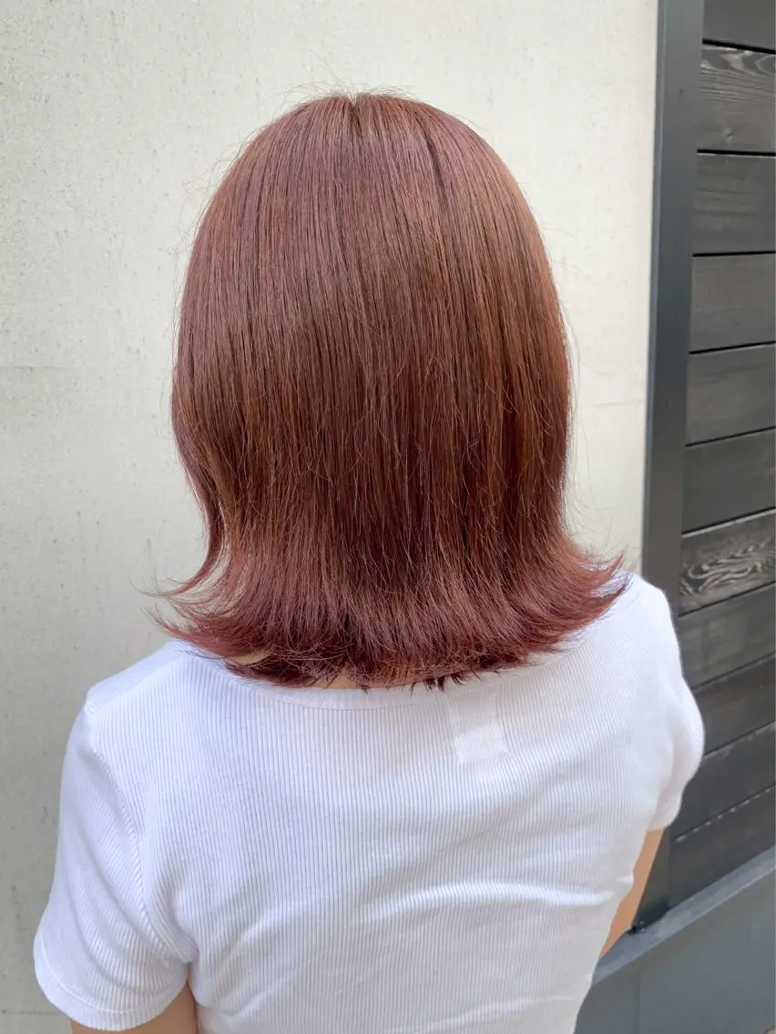 ミディアム カラー ヘアアレンジ ブリーチ ヘアカラー トリートメント yuka .のヘアスタイル