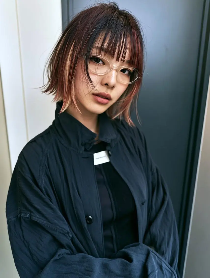 ショート ヘアカラー 縮毛矯正×レイヤー Hiroto/表参道のヘアスタイル