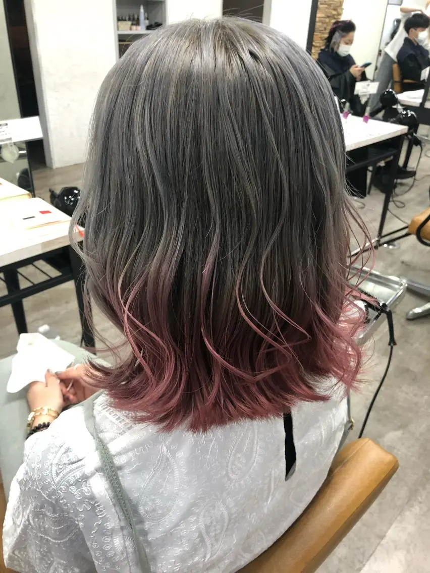 ミディアム カラー ヘアカラー トリートメント ヘッドスパ ヘアセット ️韓国ヘア／レイヤー カットYūka❤️のヘアスタイル