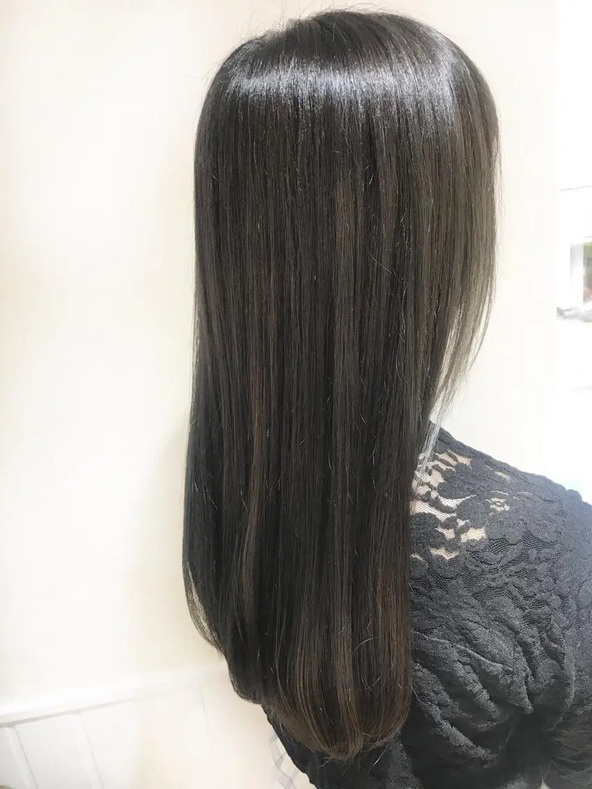 ロング カラー アッシュ アッシュグレー アッシュグレージュ ダークアッシュ グレージュ パーマ×ウルフカット koya☆のヘアスタイル