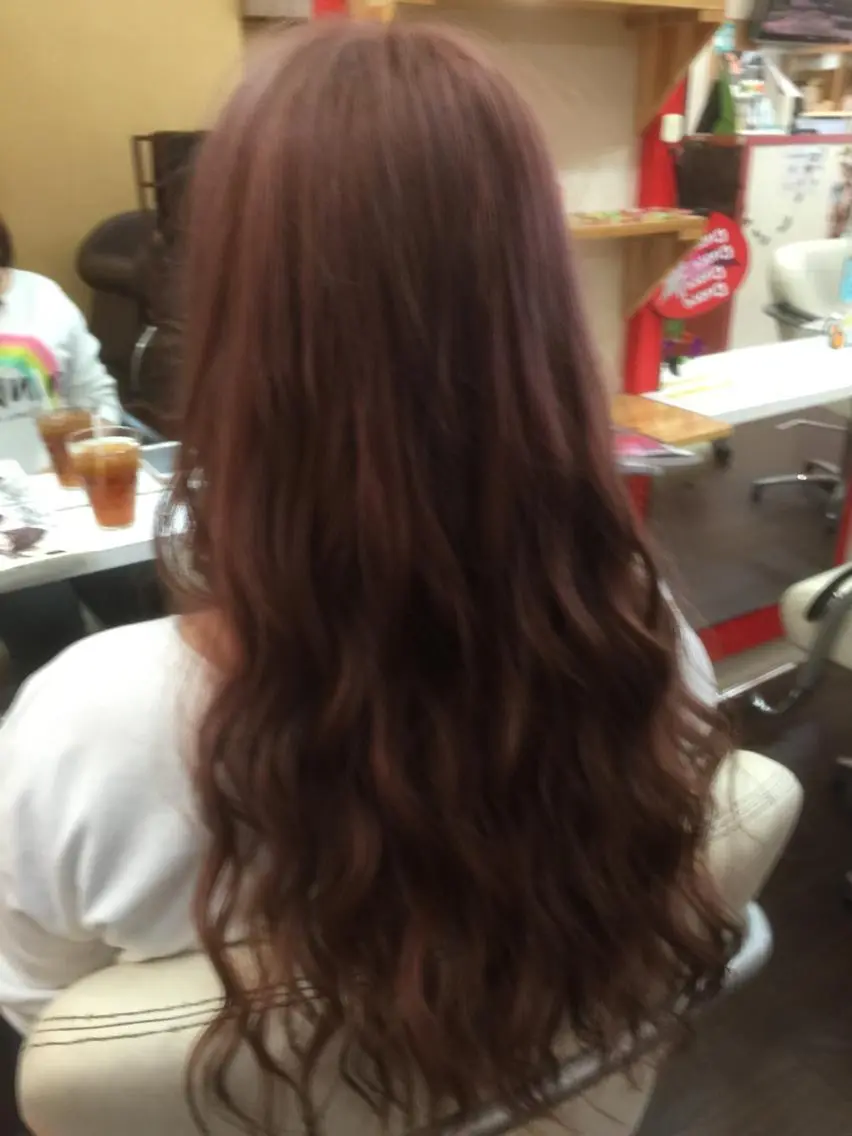 ロング カラー アッシュ ピンクカラー ピンクアッシュ ヘアカラー たけい ゆうきのヘアスタイル
