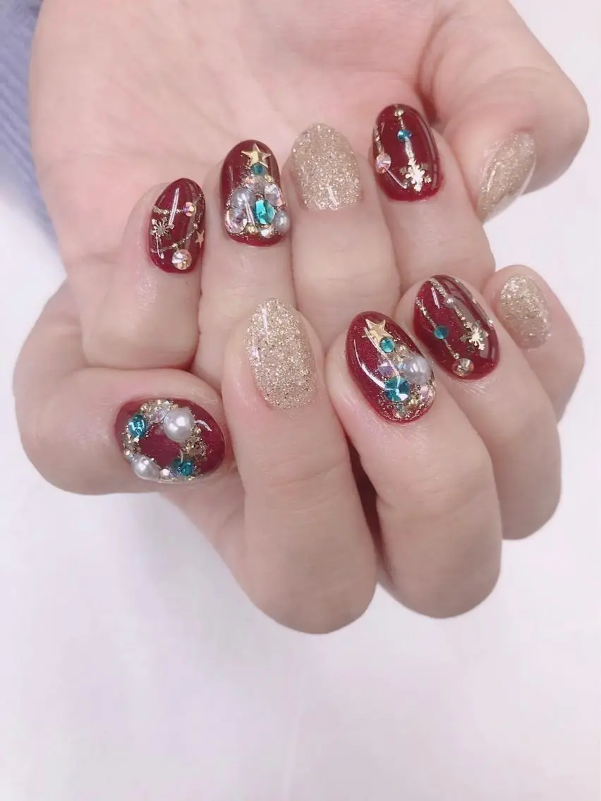 ネイル 冬ネイル クリスマス ハンドネイル ハンドケア FASTNAIL PLUS 新宿店のネイルデザイン