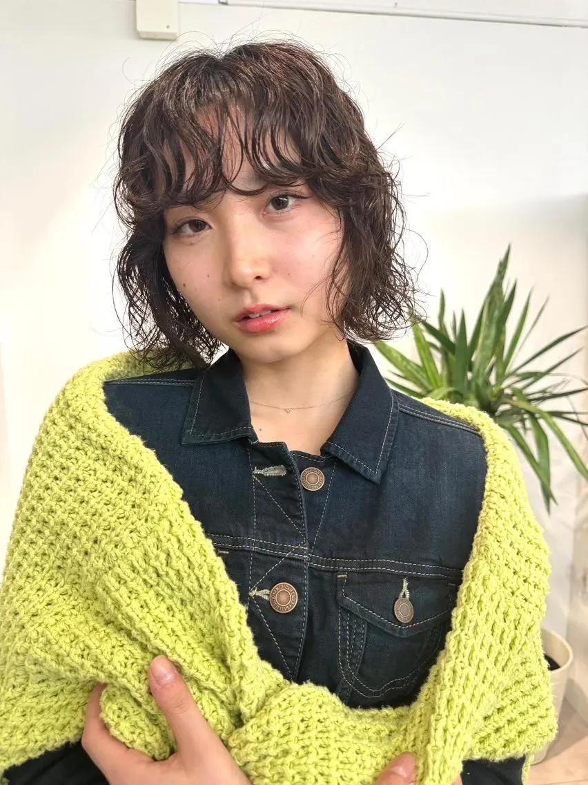 ミディアム カラー パーマ ショートボブ ミディアムパーマ アディクシーカラー ブリーチ ケアブリーチ カット ヘアカラー CEINE【セーヌ】 三軒茶屋のヘアスタイル