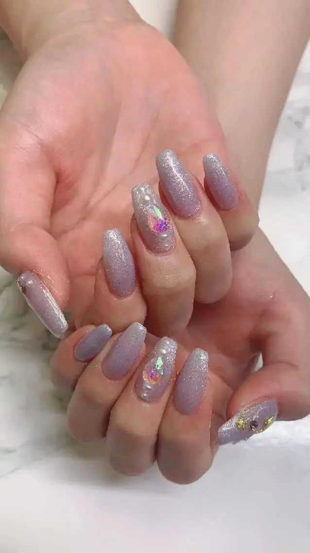 ネイル ハンドネイル はな💎ネイル ワンホン、長さ出しのネイルデザイン