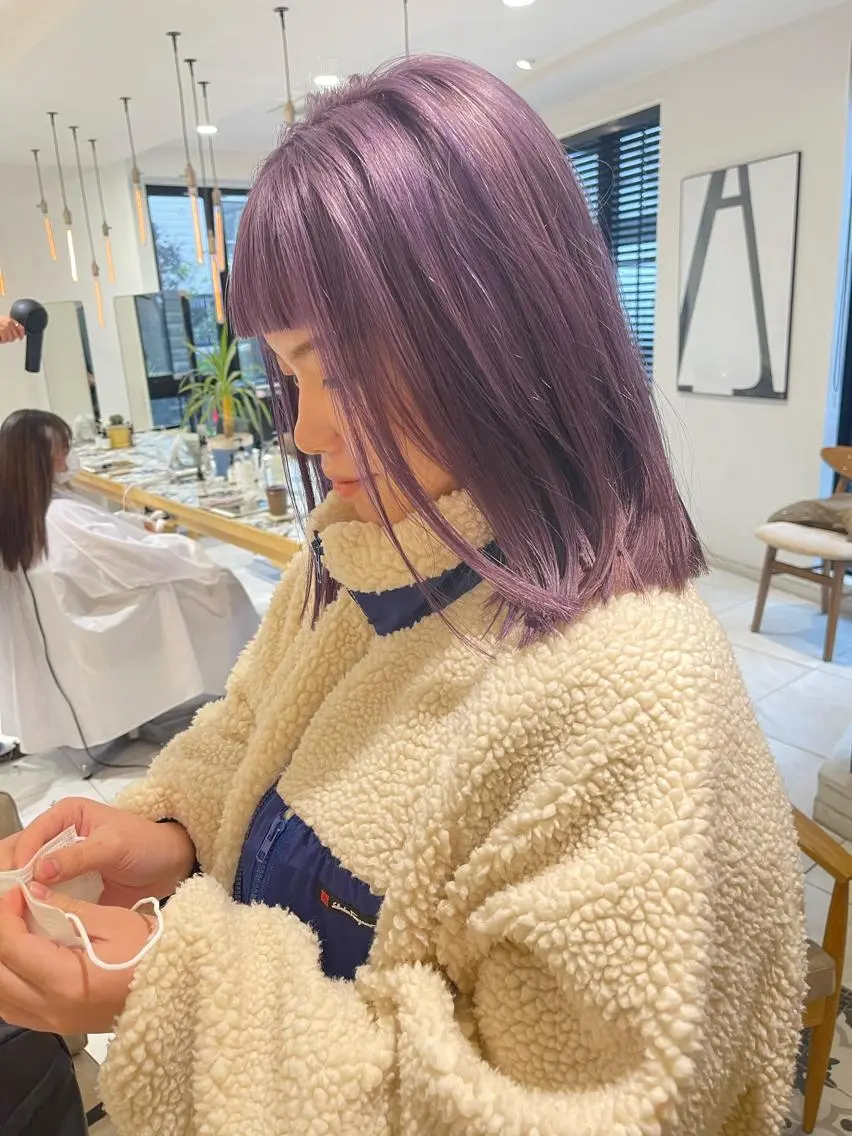 ミディアム カラー ラベンダーカラー 透明感/レイヤー スタイル🤎mamiのヘアスタイル