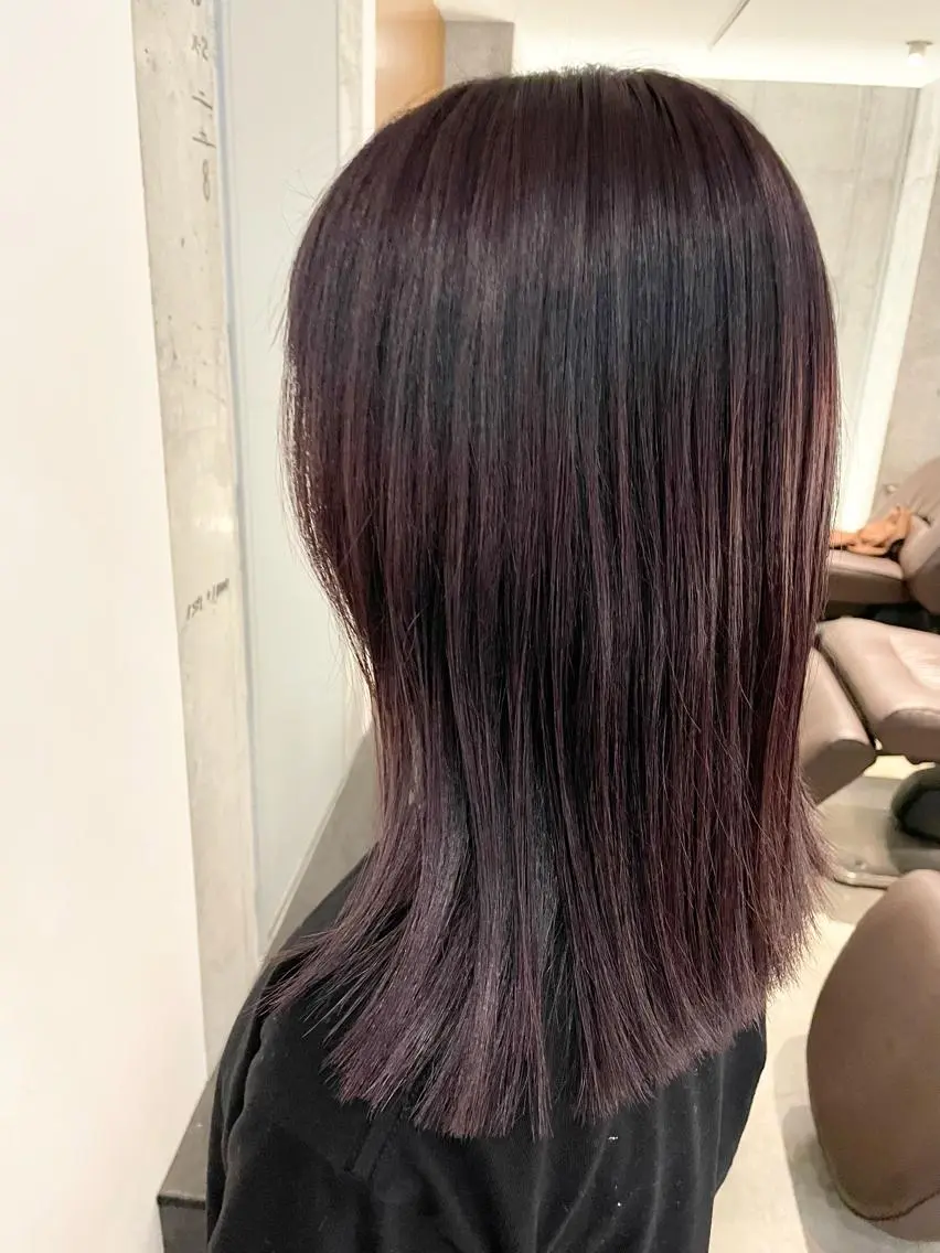 ミディアム 暖色カラーボブカット 🍇⛄️佐藤愛里のヘアスタイル