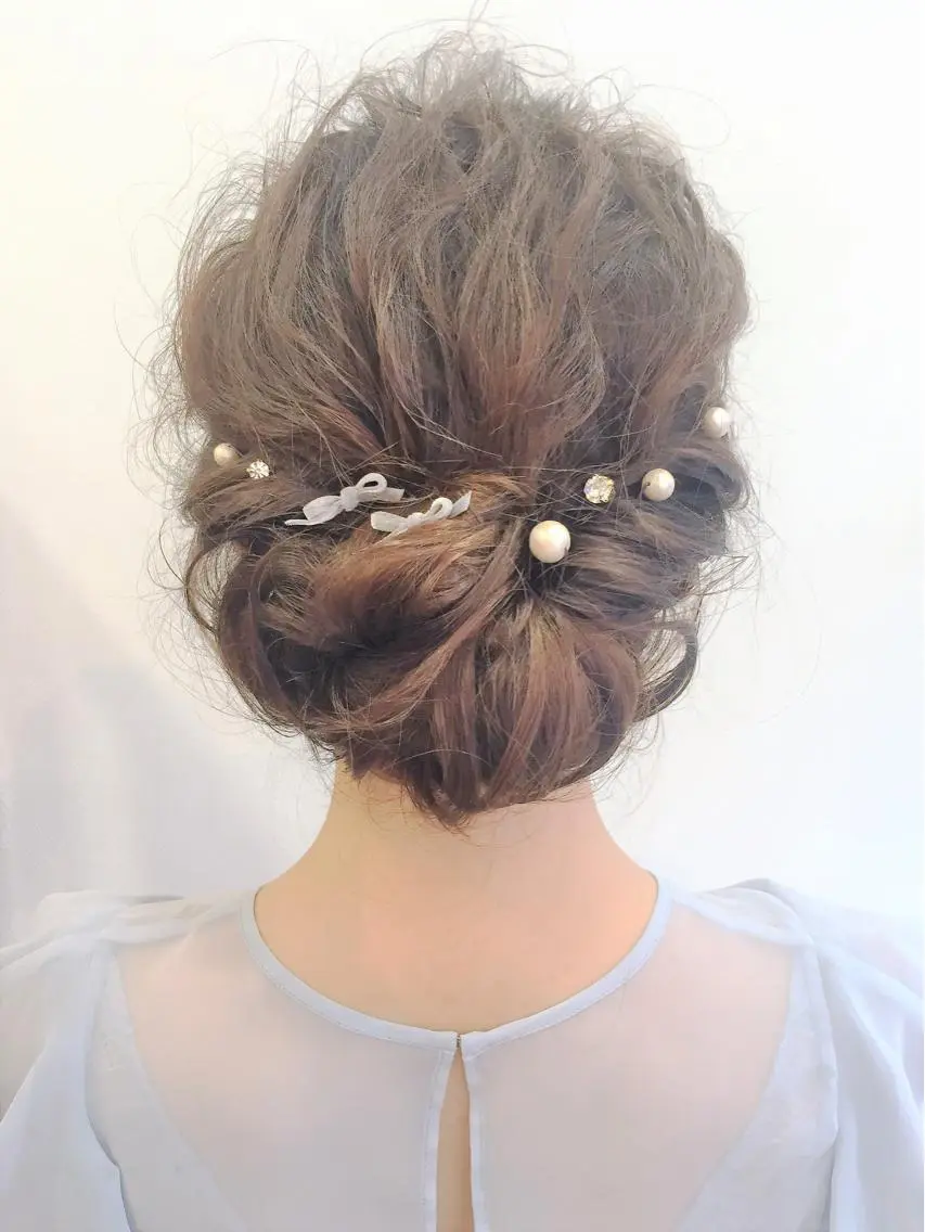 セミロング ヘアアレンジ ヘアセット 秋谷 伸江のヘアスタイル