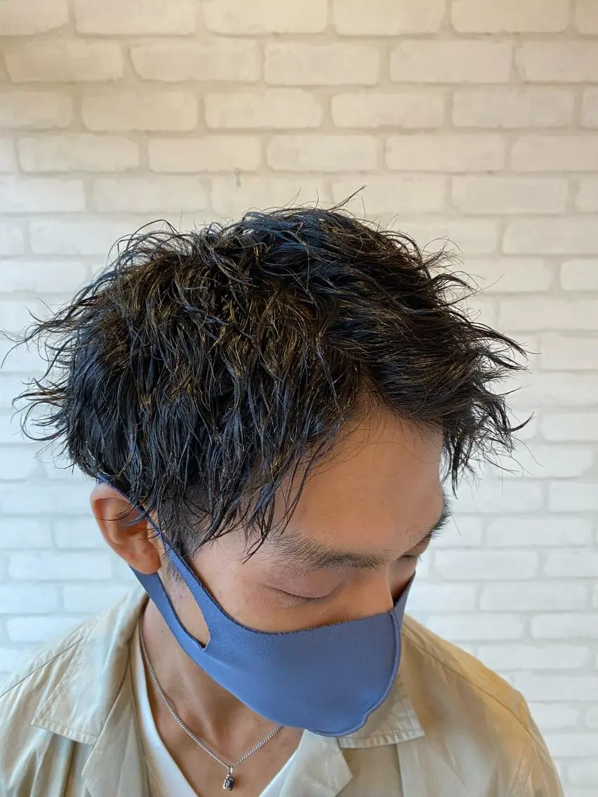 パーマ メンズ カット パーマ 尾崎 優也のヘアスタイル