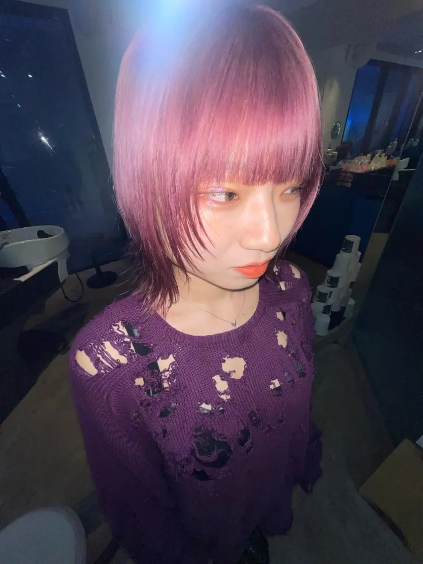 ミディアム カラー ミディアムパーマ バレイヤージュ ブリーチ ケアブリーチ デザインカラー ヘアカラー トリートメント スパイラルパーマ 🌐hina⭐️のヘアスタイル