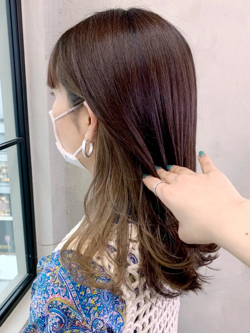 セミロング カラー パーマ ヘアアレンジ インナーカラー ITbyALBUM 松戸のヘアスタイル
