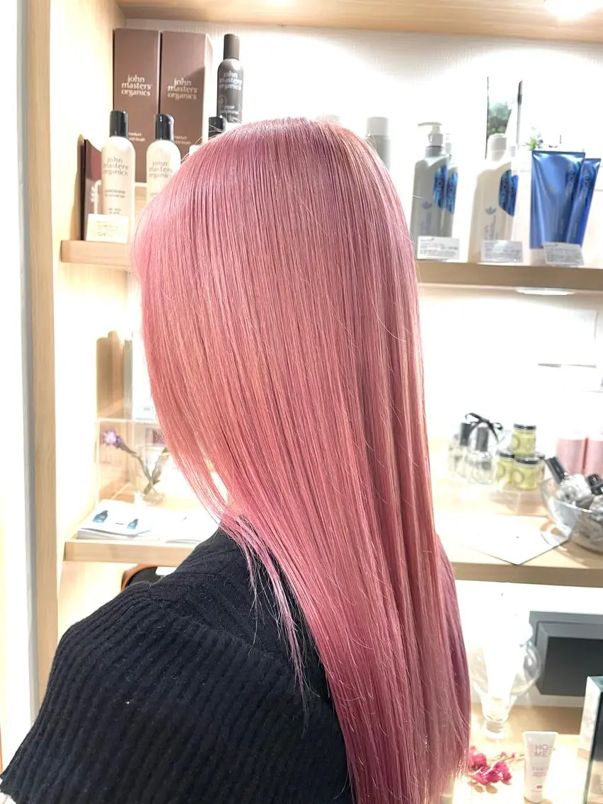ロング カラー ピンクカラー ホワイトピンク ヘアカラー トリートメント 城 健太郎 💎ハイトーンのヘアスタイル