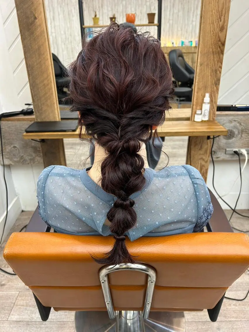 ロング ヘアアレンジ カラー 成人式 結婚式・ブライダル アディクシーカラー アッシュ バレイヤージュ カット N° anfeel 渋谷🪞🫧のヘアスタイル