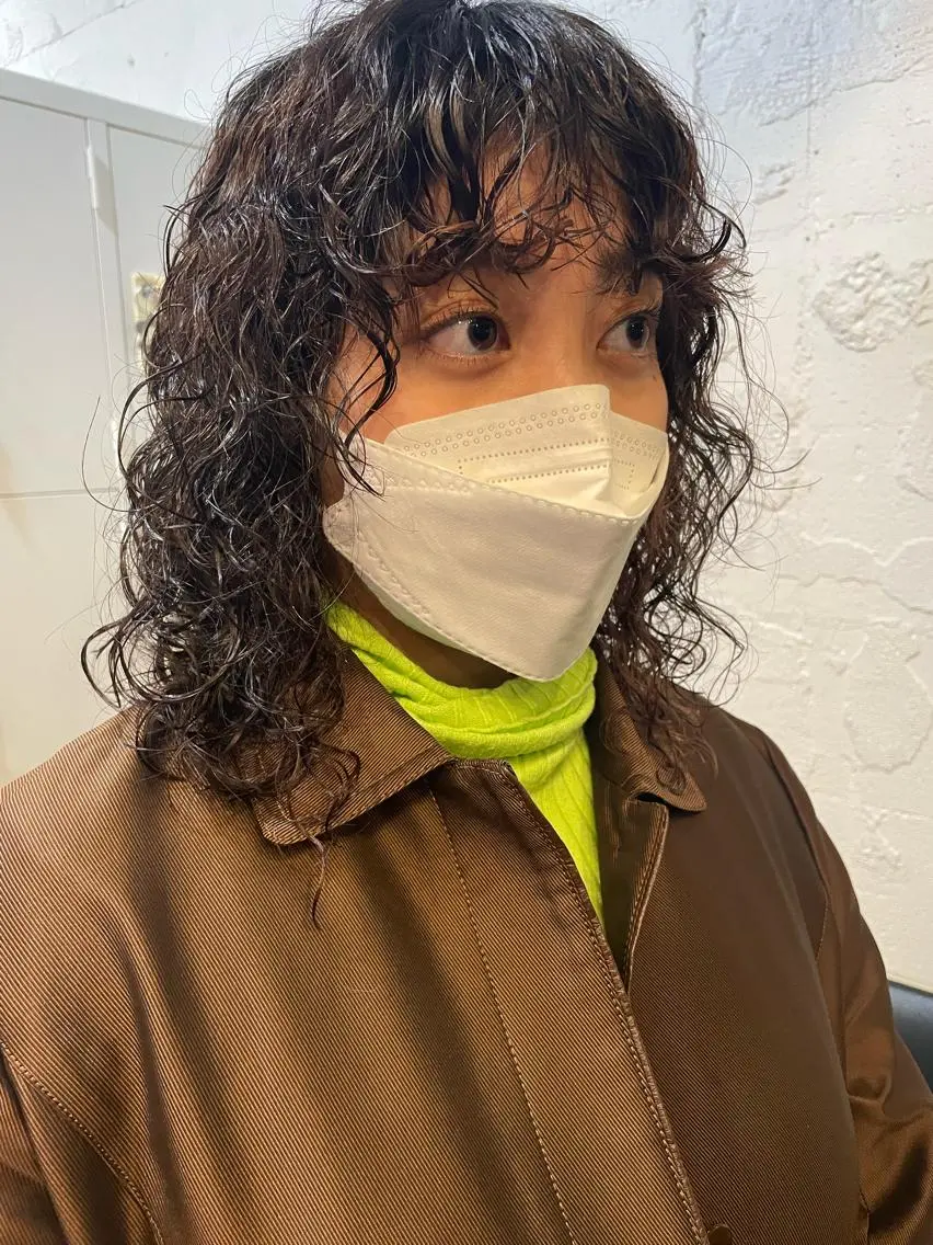 ミディアム パーマ ヘアアレンジ カット パーマ satsuki 暖色・ブラウンカラーのヘアスタイル