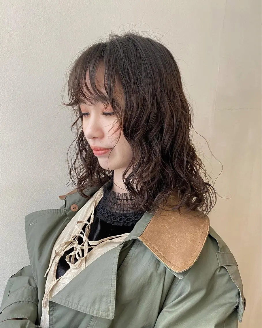 ミディアム パーマ ミディアムパーマ ニュアンスパーマ 🌸透明感艶 カラー🌸Yuukiのヘアスタイル