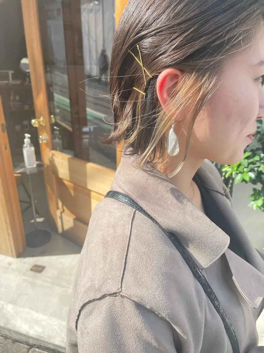 ミディアム カラー ベージュカラー インナーカラー オリーブベージュ ホワイトベージュ ヘアカラー 中目黒🌼 🌼ハナのヘアスタイル