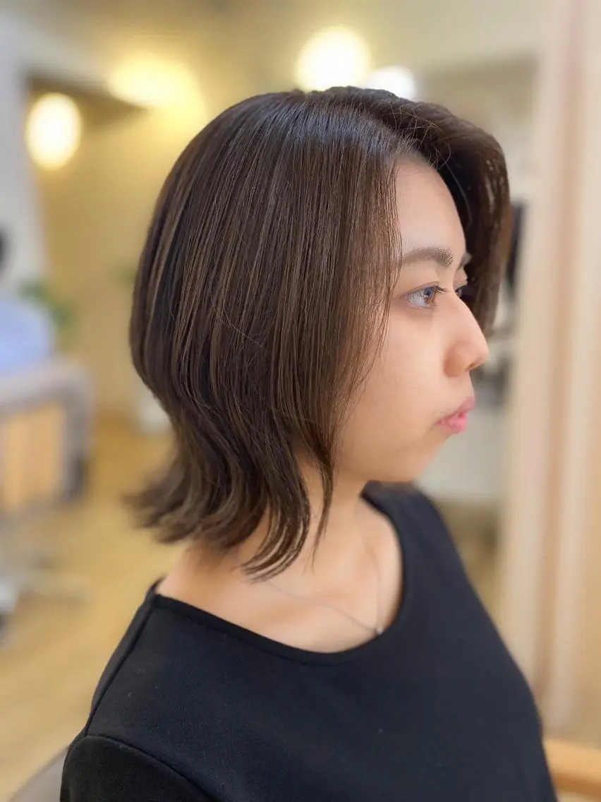 ミディアム ボブ くびれヘア 外ハネヘア メンズスタイル HOSOKAWAのヘアスタイル