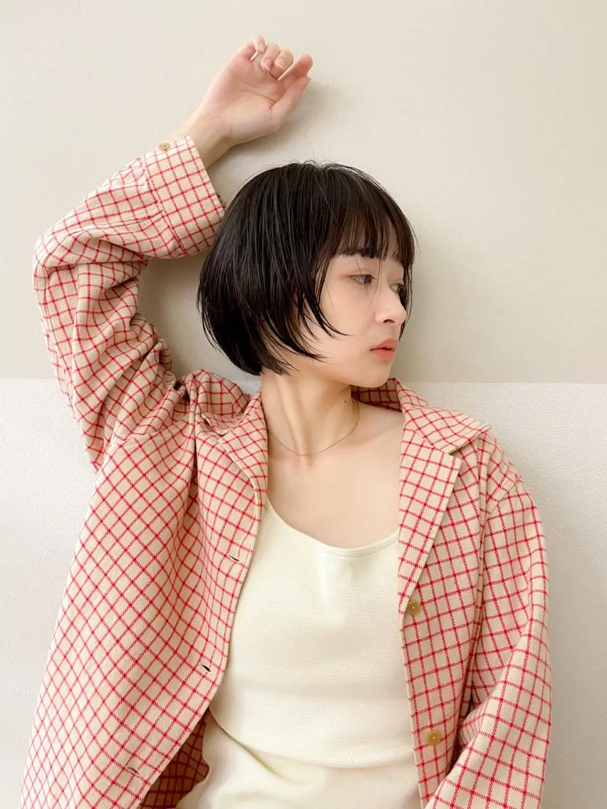 ミディアム カット 緒方リエ 時短ショート・ボブのヘアスタイル