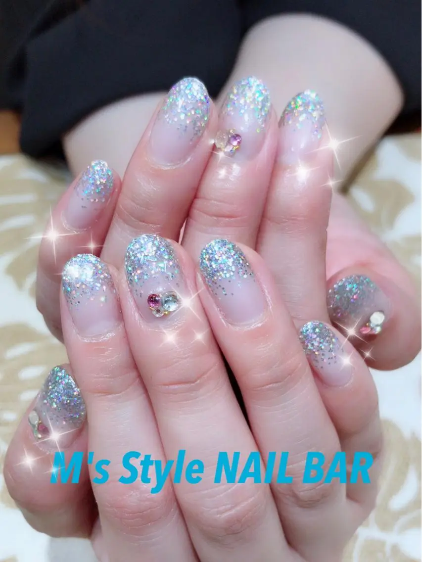 ネイル オーロラネイル ラメ(グリッター) ハンドネイル M's Style NAIL BARのネイルデザイン