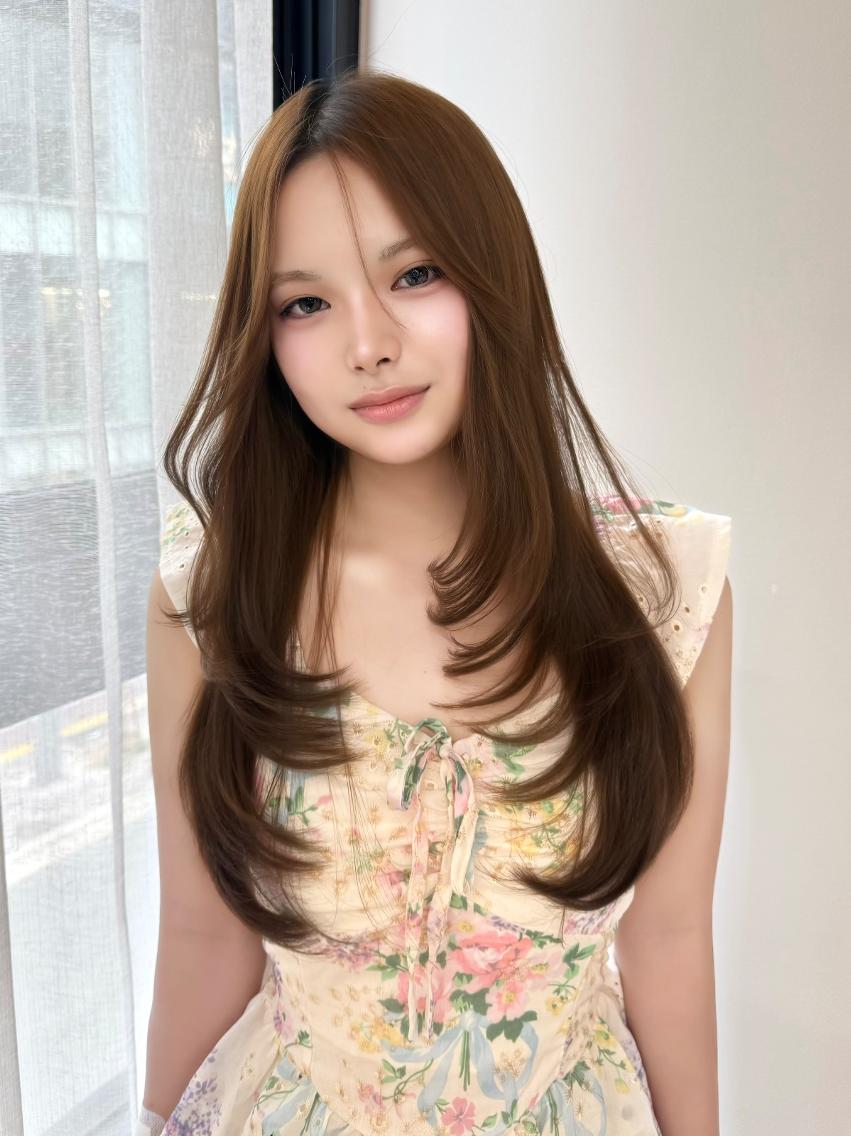 ロング カラー ベージュカラー ブラウンカラー ブラウンベージュ 透明感カラー くびれヘア カット ヘアカラー トリートメント 上之浦 咲那のヘアスタイル