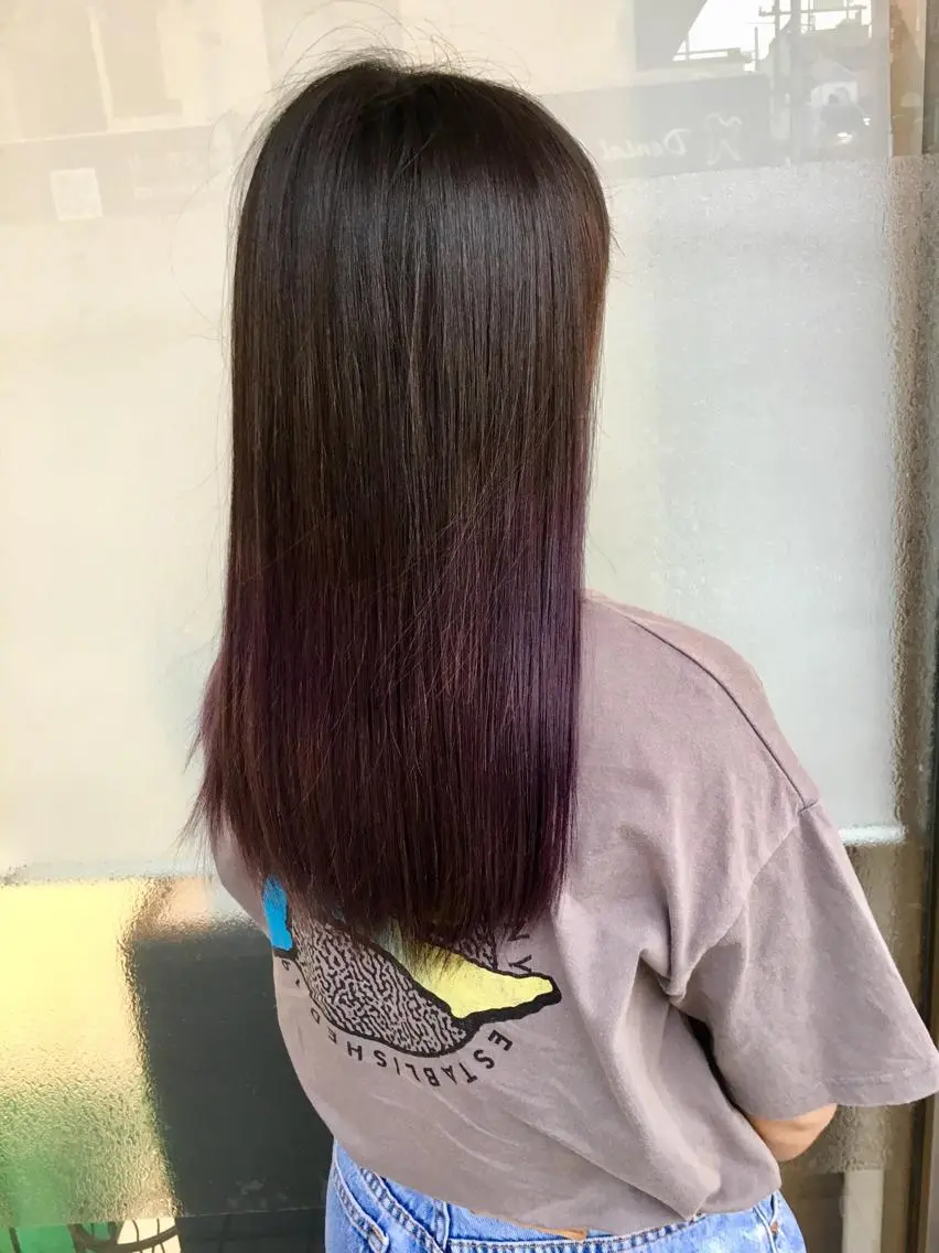 ロング カラー ブリーチ パープルカラー 寺内 紳悟のヘアスタイル