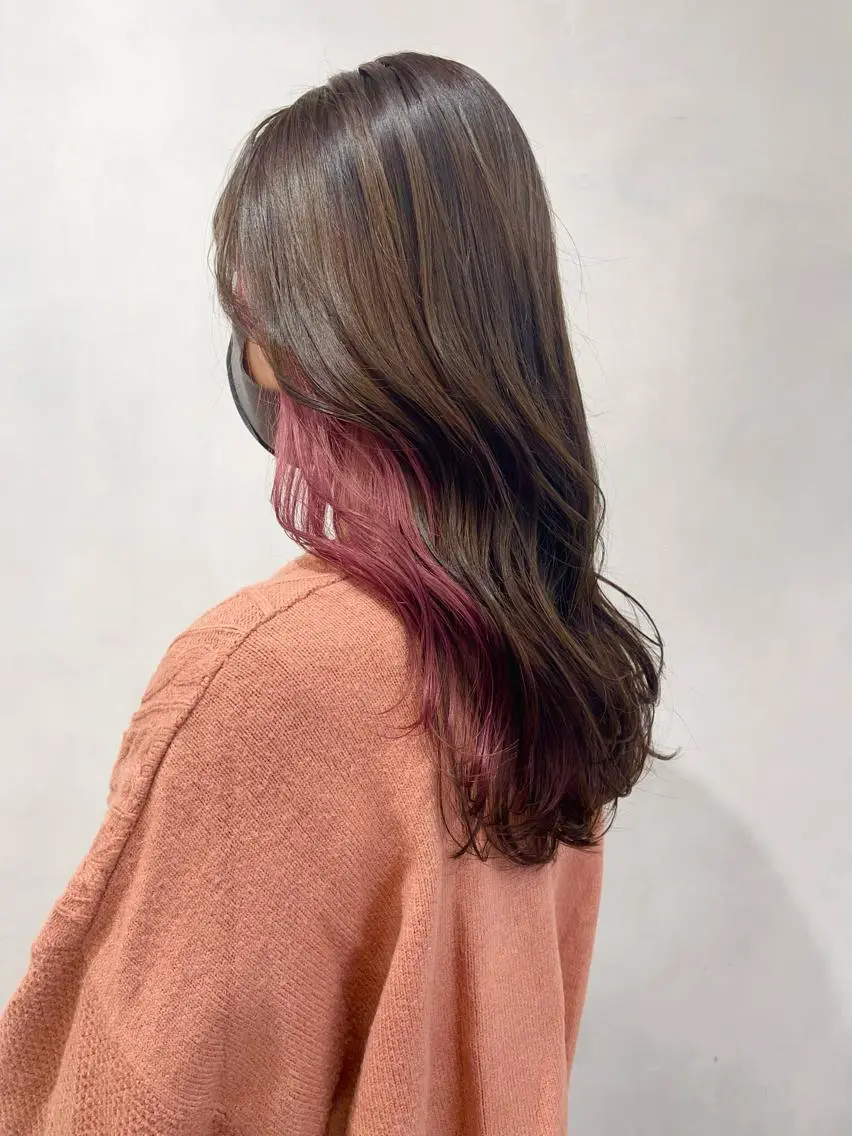 ロング カラー インナーカラー ピンクカラー カット ヘアカラー トリートメント 🦋レイヤーカット ミドリカワ🦋のヘアスタイル