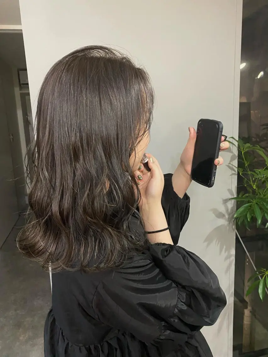 ミディアム カラー ヘアアレンジ ハイライトカラー ハイライト ボブ /ニュアンス/ satomi🧸💖のヘアスタイル