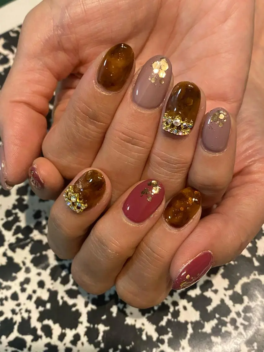 ネイル べっ甲ネイル ハンドネイル ★Rinail... .のネイルデザイン