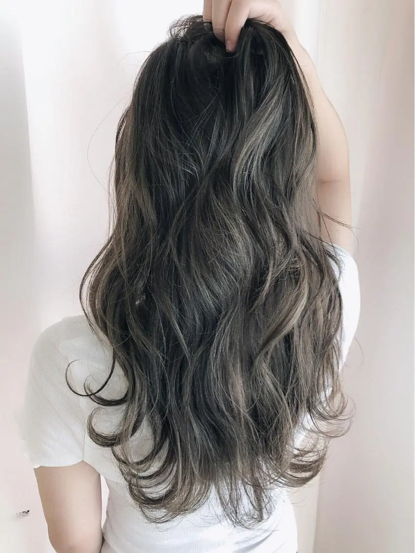 ロング カラー パーマ ヘアアレンジ アッシュ バレイヤージュ グラデーションカラー グレージュ ハイライトカラー ヘアカラー トリートメント バレイヤージュ 藤沢 髪質改善 竹内ケンゴのヘアスタイル