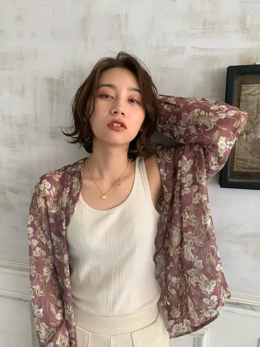 ミディアム カラー ヘアアレンジ 外ハネヘア takebuchi harukaのヘアスタイル