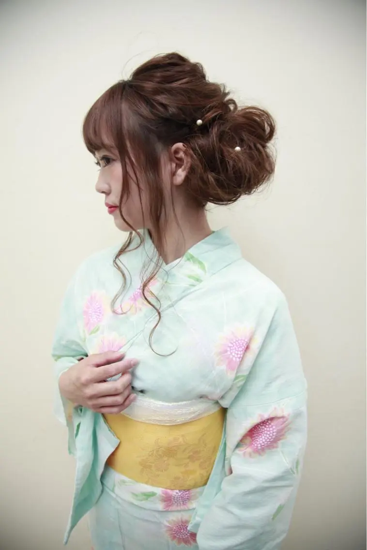 ロング ヘアアレンジ デート 浴衣 農添 杏のヘアスタイル