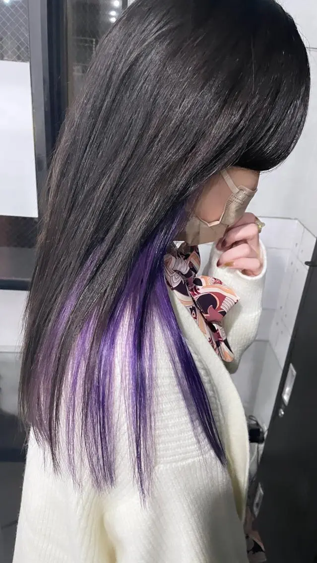 セミロング カラー アディクシーカラー ベージュカラー 黒髪 ブリーチ ブロンド 髪質改善ストレート髪 質改善カラー特化中崎のヘアスタイル