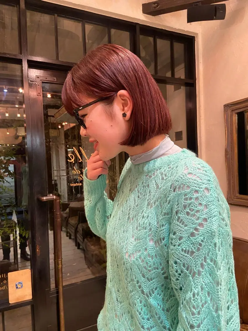 ミディアム カラー ブラウンカラー ピンクカラー ピンクブラウン ダメージレス美容師 🌱水島侑理のヘアスタイル
