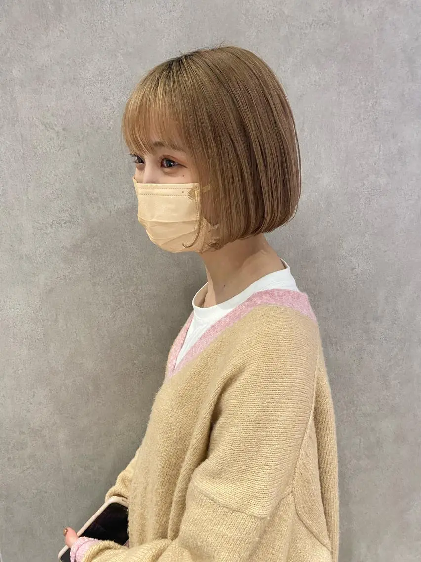 ショート カラー ヘアアレンジ ベージュカラー ボブ ヘアカラー トリートメント あおい 🍒暖色カラーのヘアスタイル
