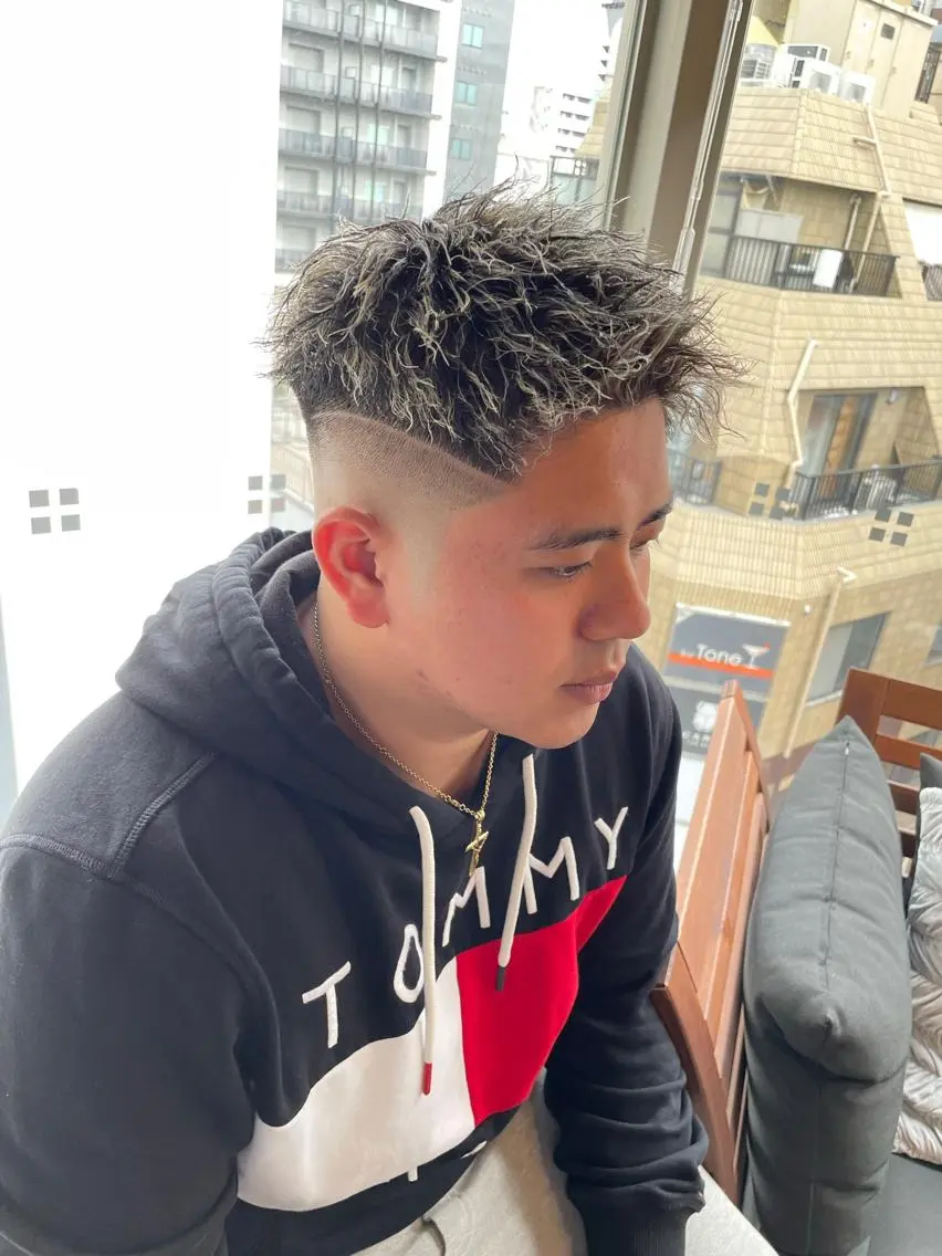 ショート カラー パーマ メンズ カット ヘアカラー パーマ 【men's Lapis横浜】海人のヘアスタイル